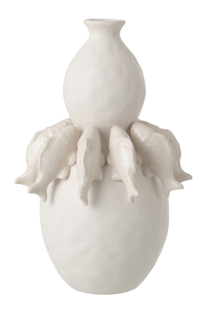 Vase Fish Ceramic Off-White Large