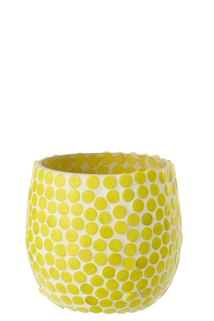 Candle Holder Mosaic Glass Yellow