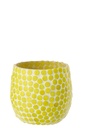 Candle Holder Mosaic Glass Yellow