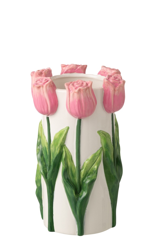 Vase Tulip Ceramic White/Light Pink