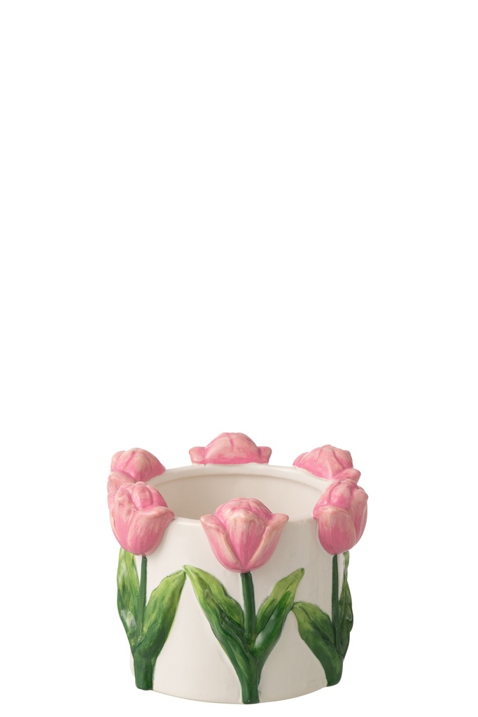 Flowerpot Tulip Ceramic White/Light Pink