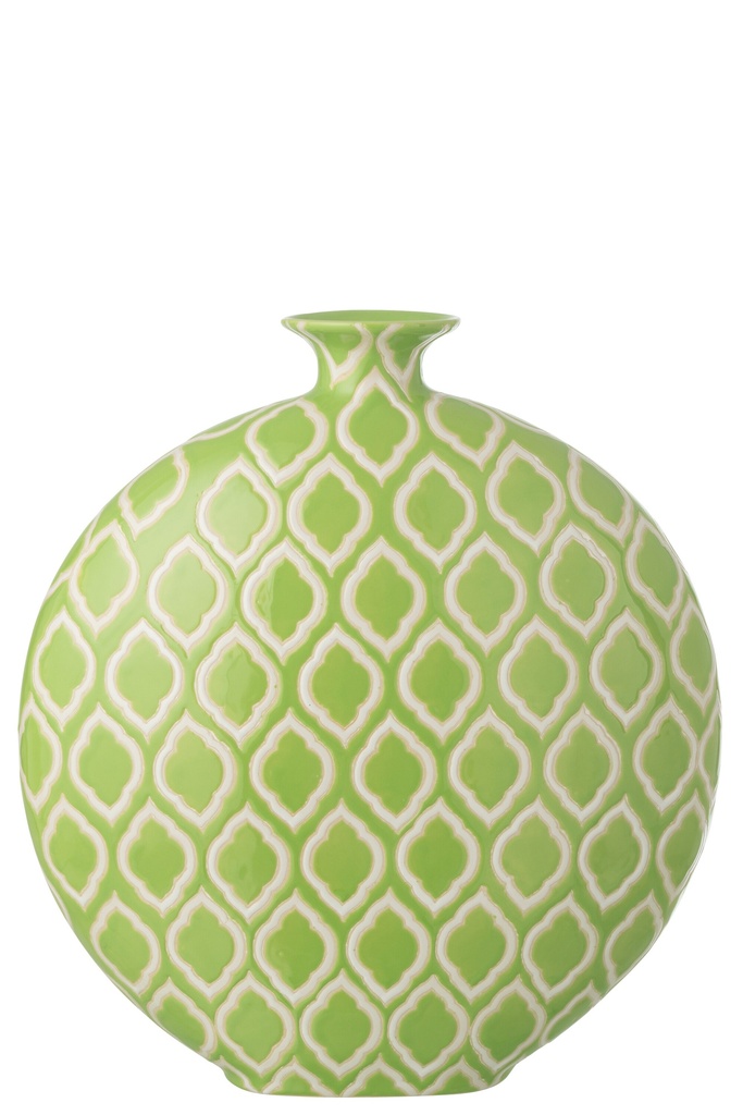 Vase Checkered Porcelain Green/White Large