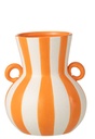 Vase Striped Ceramic Orange/White
