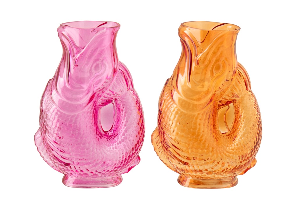 Vase Fish Glass Pink/Orange Assortment
