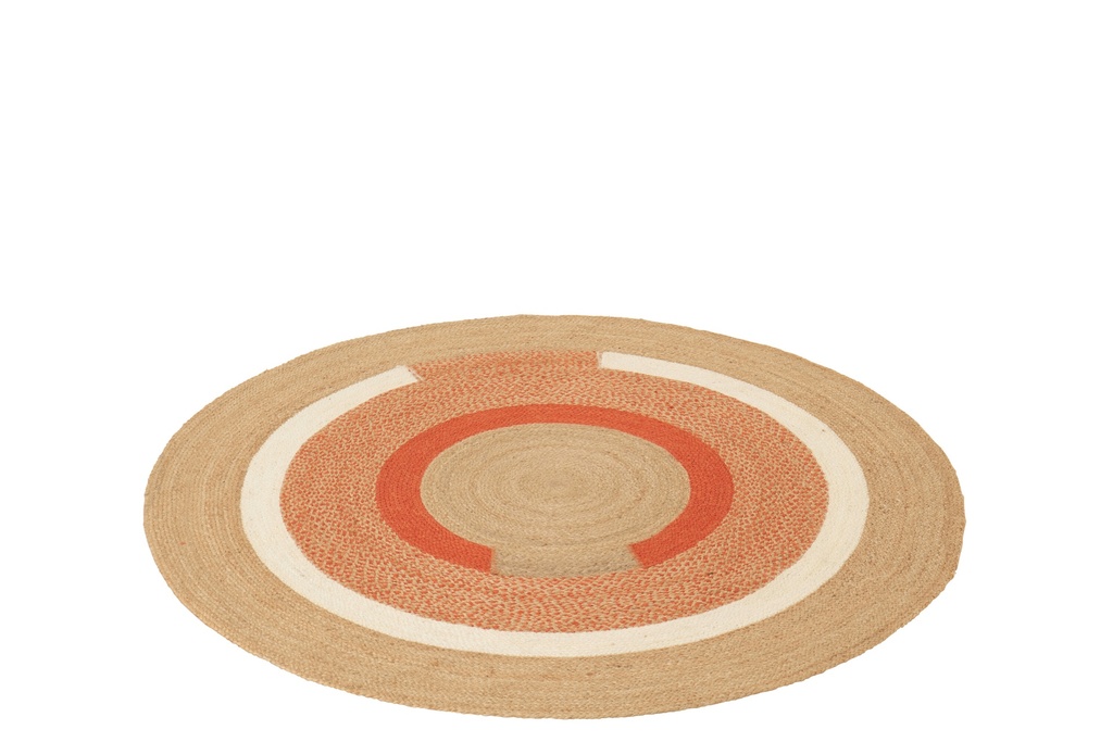 Rug Round Geometric Jute Natural/Dark