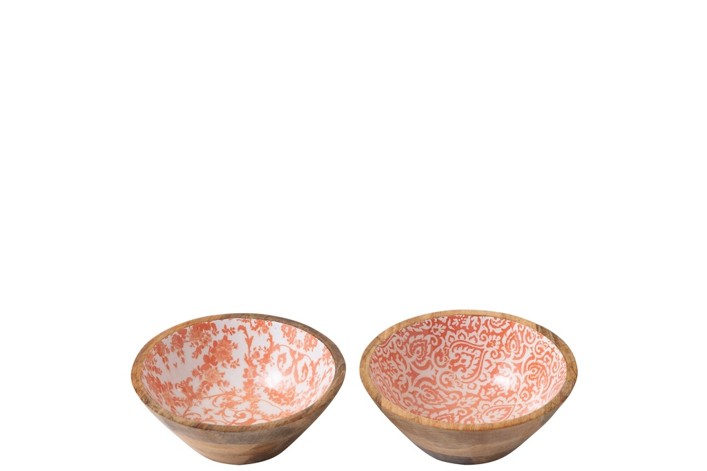 Bowl Mango Wood Orange/White Small