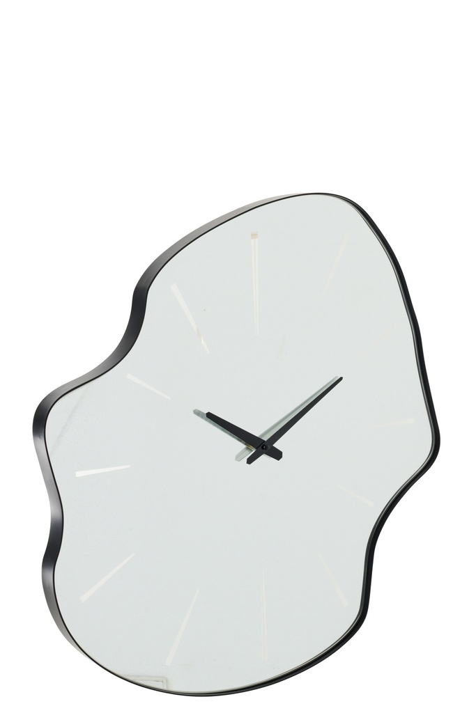 Wall Clock Irregular Glass Black
