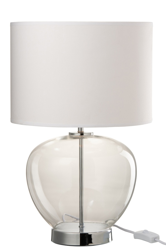 [15370] Lamp Transparent Glass/Textile Silver/White