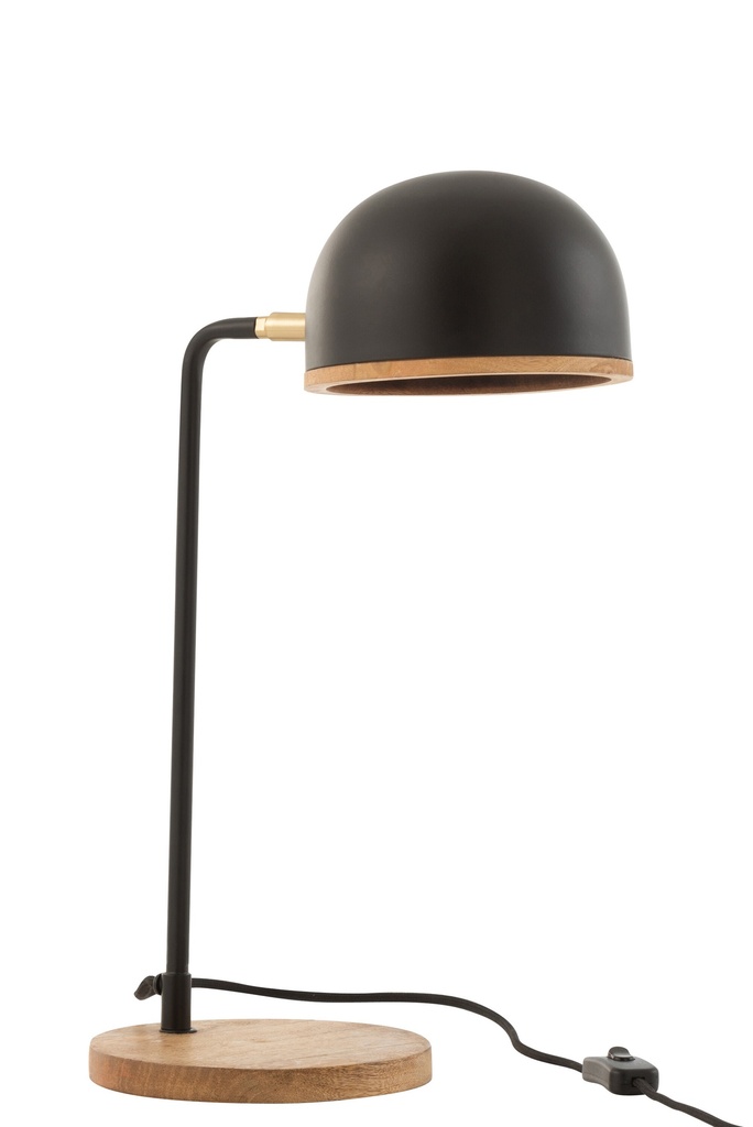 [15653] Lampe de table Evy Fer/Bois Noir/Naturel