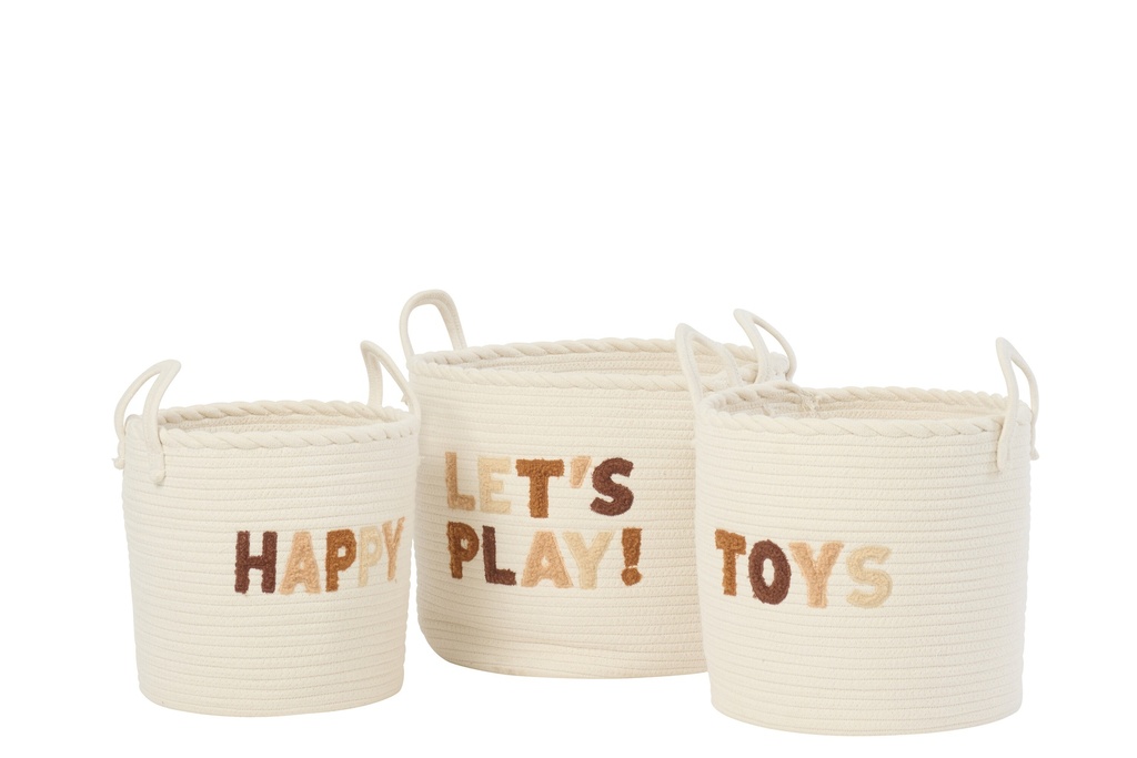 Set Of 3 Basket Kids Cotton