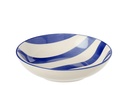 Plate Deep Striped Stoneware Blue/White