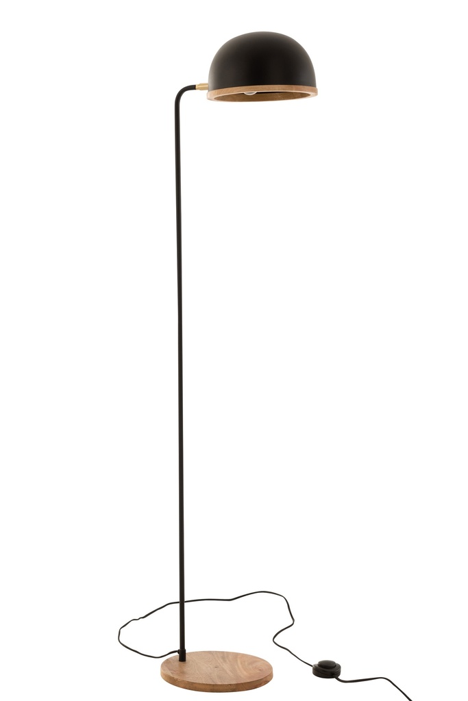 [15654] Standing Lamp Evy Iron/Wood Black/Natural