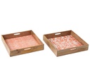 Tray Square Mango Wood Orange/White