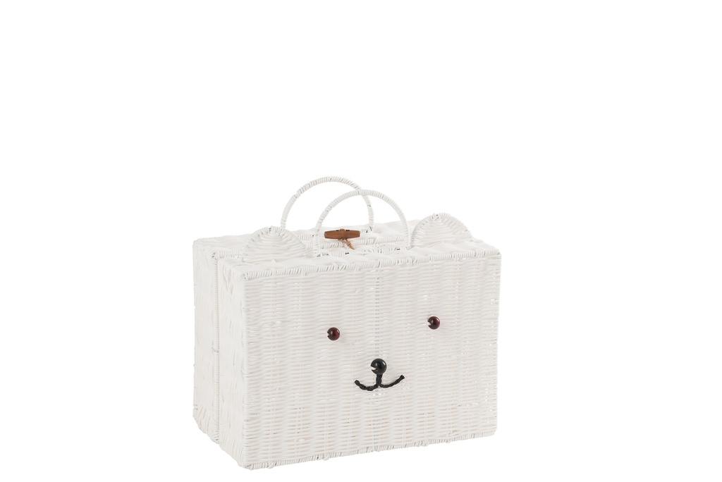 Basket Suitcase Synthetic White Small