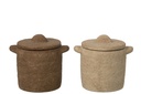 Jar Decorative Round Cement Beige/Dark
