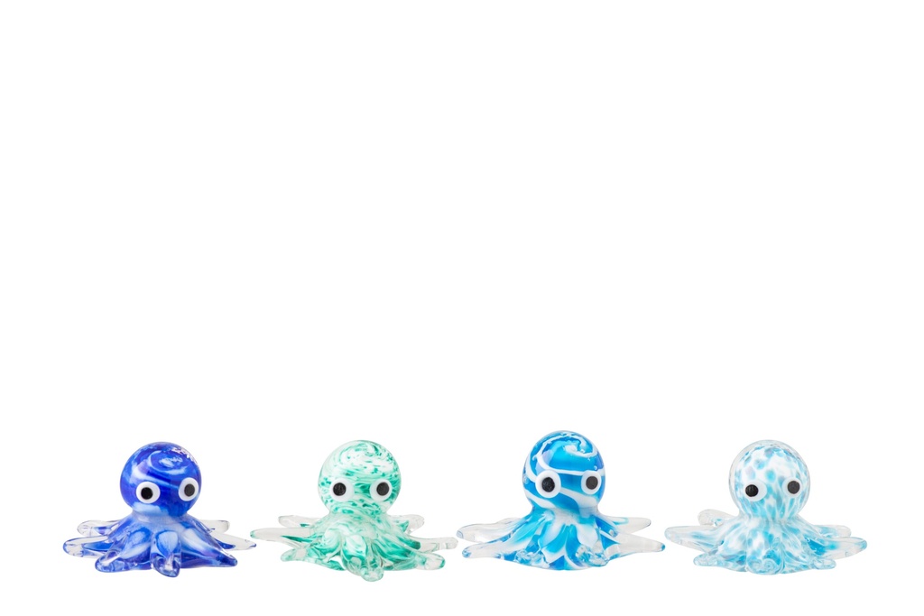 Paperweight Octopus Glass Blue/Turquoise Assortment
