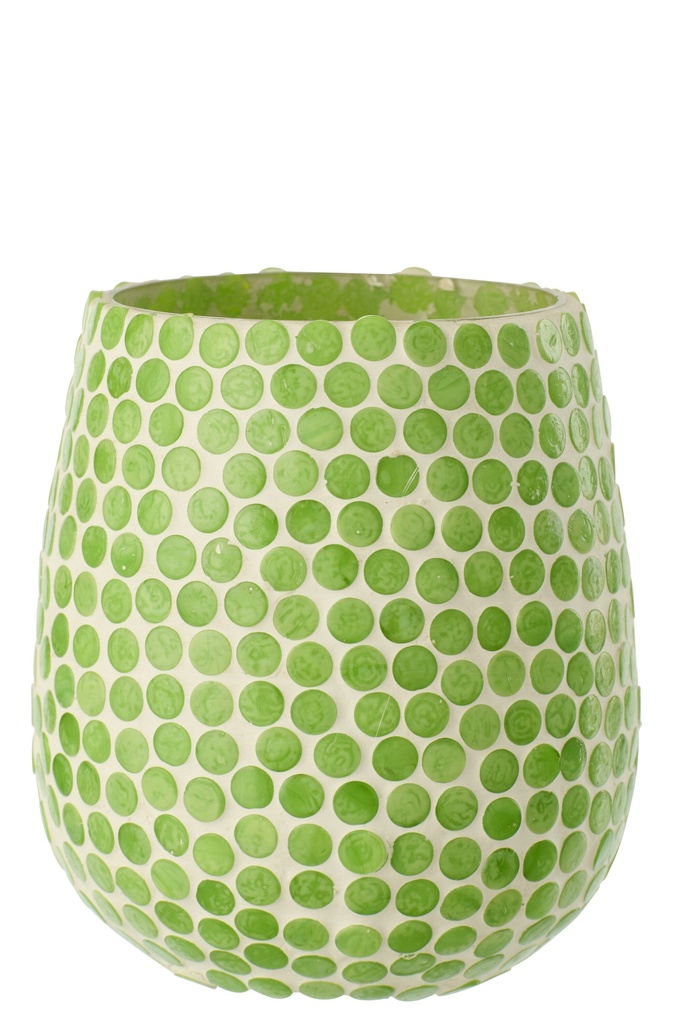 Candle Holder Mosaic Glass Green