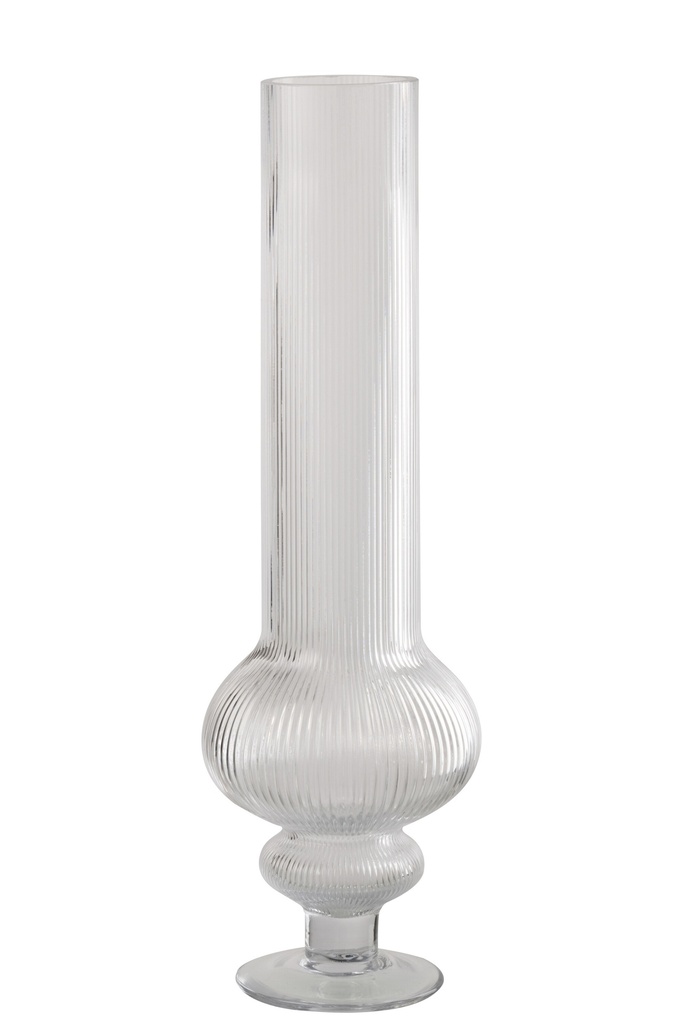 Vase Ada Ribbed Glass Transparent