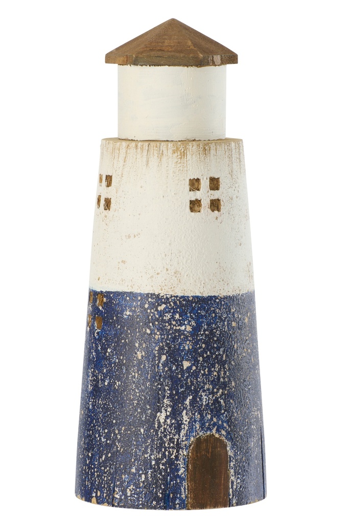 Lighthouse Paulownia Wood Blue/White Large