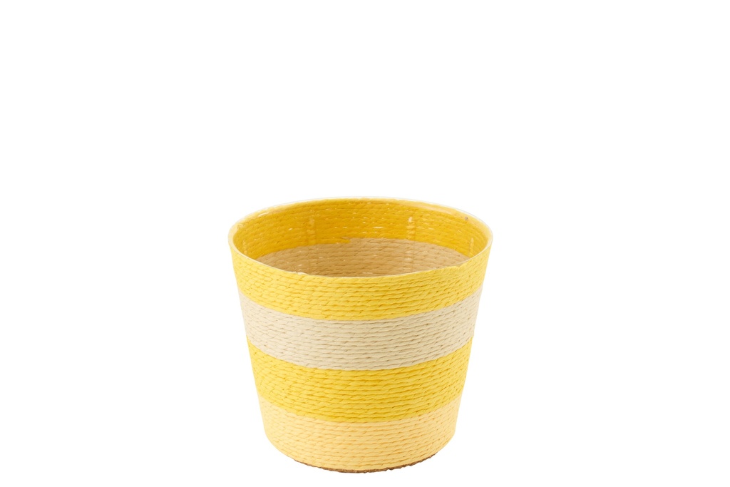 Flowerpot Striped Paper Yellow/Natural Small