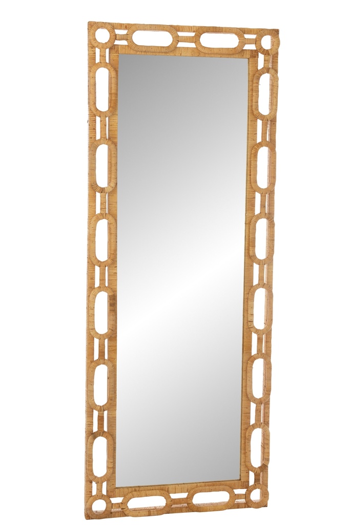 Wall Mirror Ring Rattan Natural