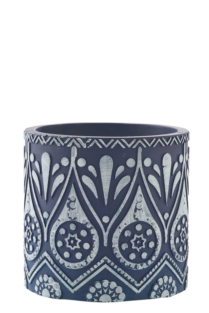 Candle Terracotta Blue/White Large