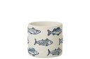 Flowerpot Fish Round Cement White/Blue