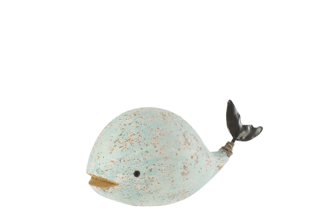 Whale Paulownia Wood White/Light Blue