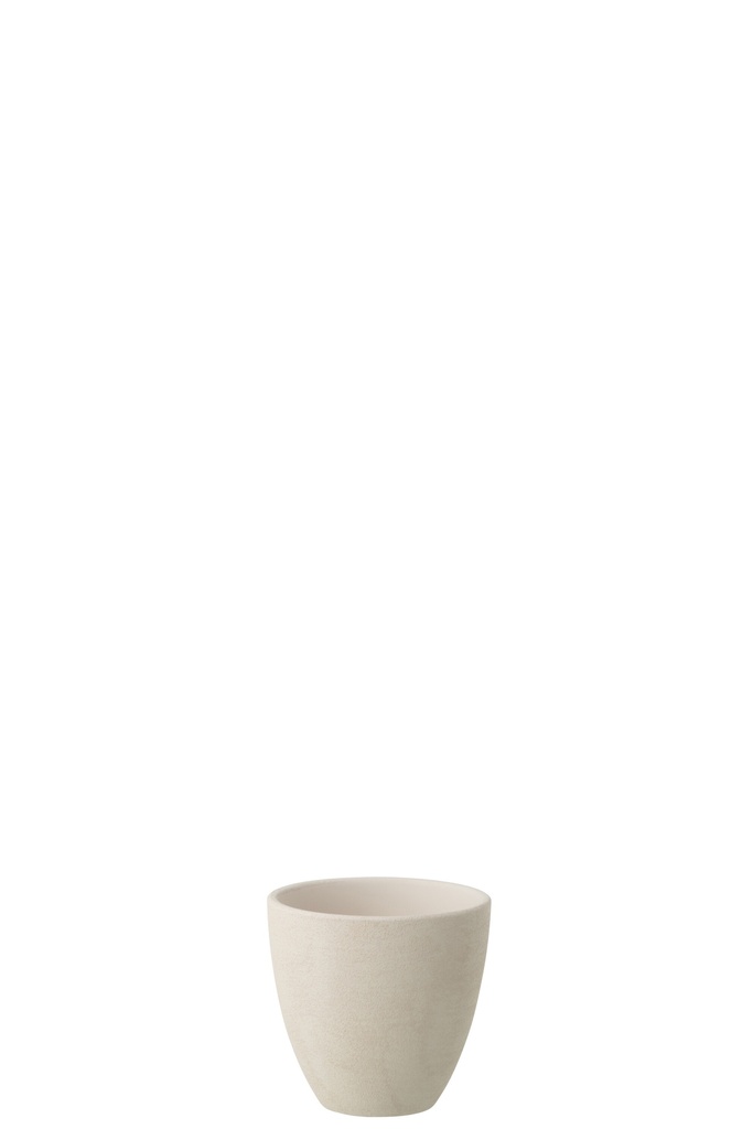 Flowerpot Round Pottery White Small