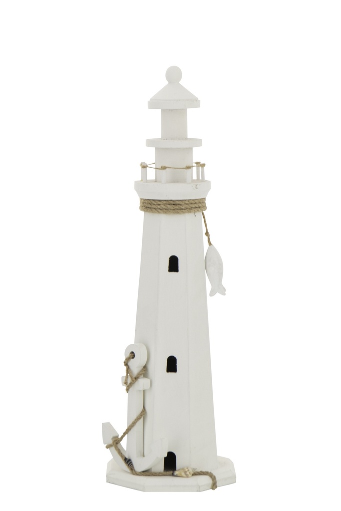Lighthouse Decorative MDF/Rope White Large