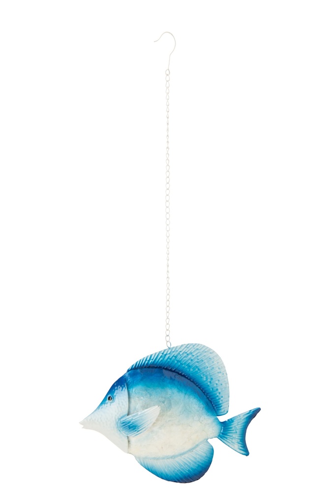 Fish Wide Hanging Iron Blue/White