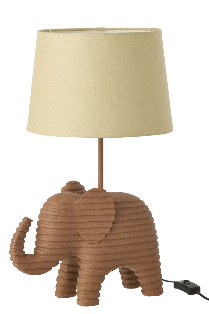 Table Lamp Striped Polyresin Brown