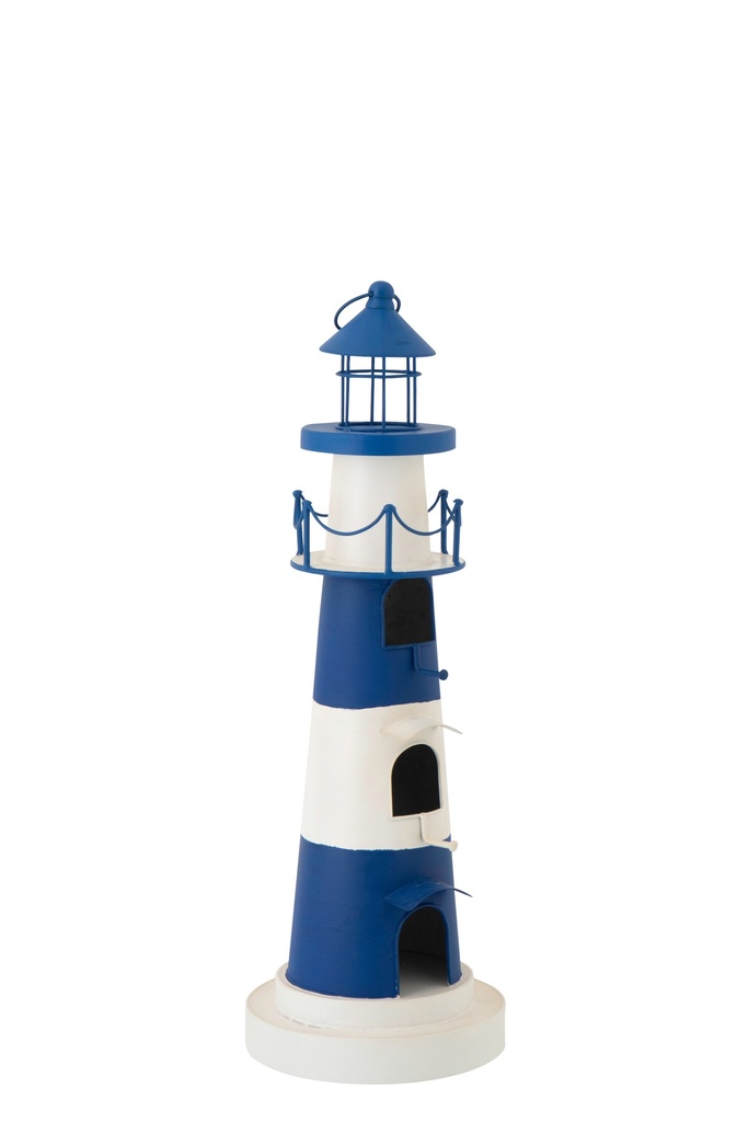 Birdhouse Lighthouse Iron Blue/White