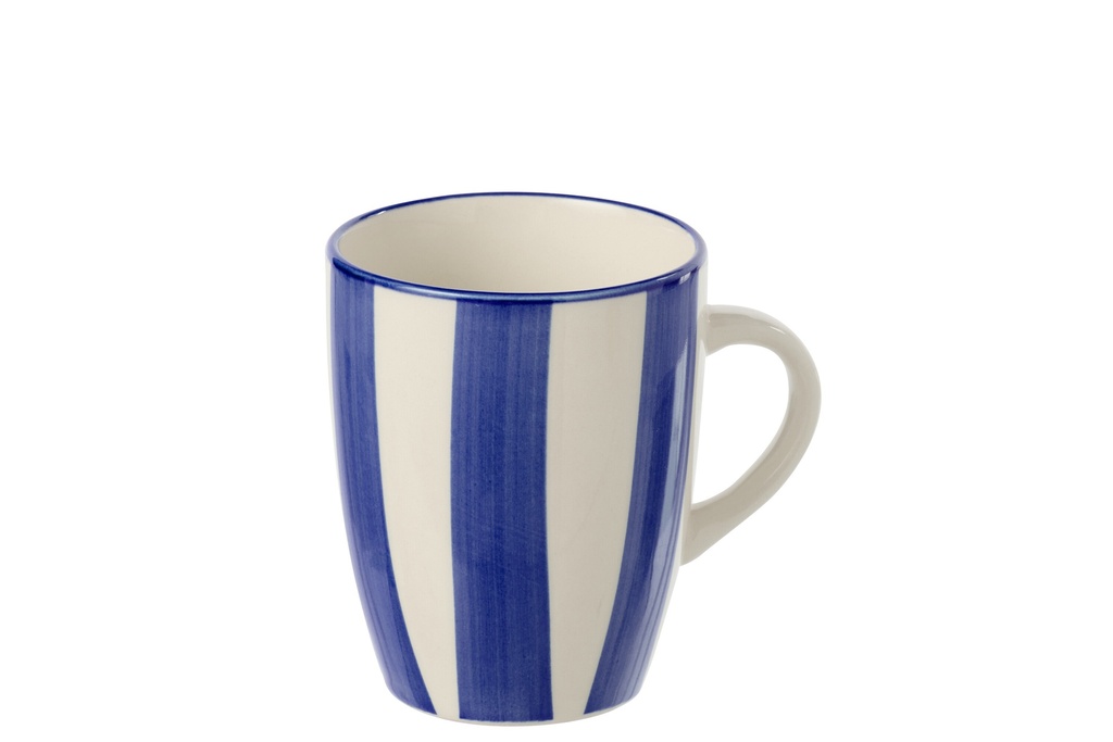 Mug Striped Stoneware Blue/White