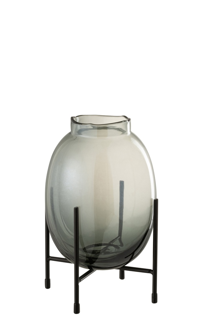 [18625] Vase sur pied bordure côtelée