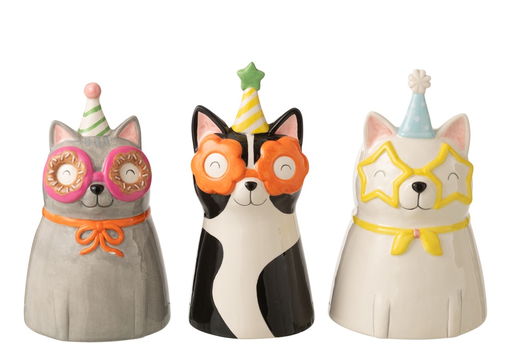 Vase Cat Glasses Ceramic Multicolored