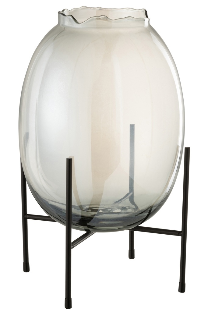 Vase sur pied bordure côtelée