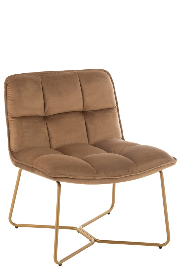 [19513] Lounge Chair Lisa Metal/Textile Brown