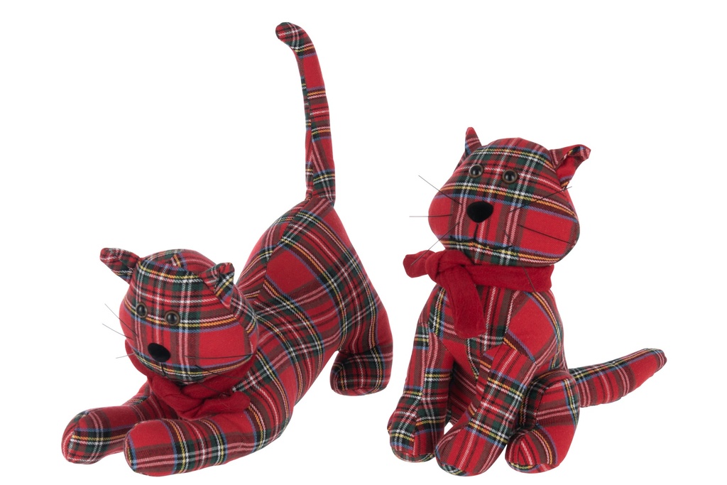 Doorstop Cat Checkered Polyester Christmas