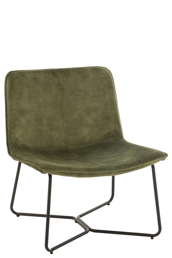 [19519] Fauteuil Lounge Isabel Métal/Textile Vert