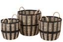 Set Of 3 Baskets Rope/Rattan Black/Natural