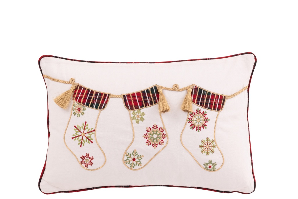 Cushion Christmas Stocking Cotton White/Christmas