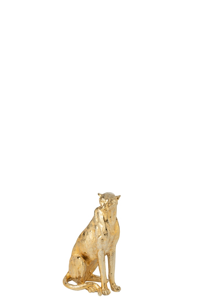 Leopard Standing Polyresin Gold Colored