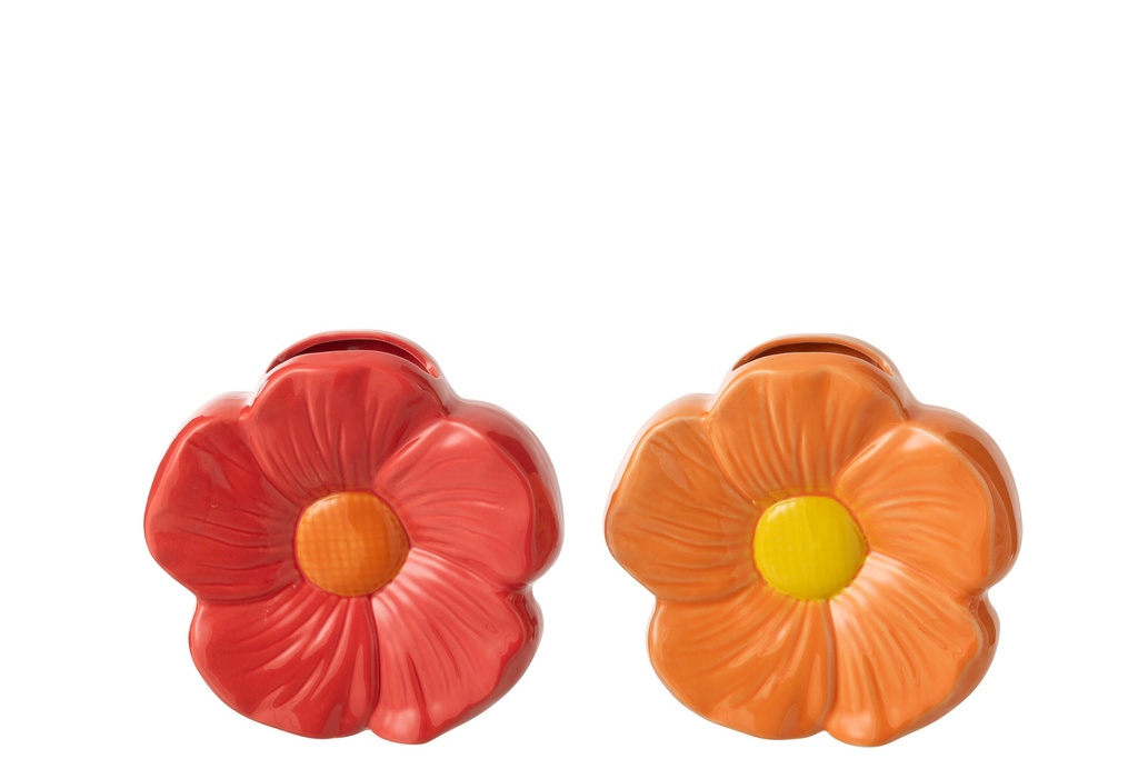 Vase Flower Porcelain Red/Orange Small