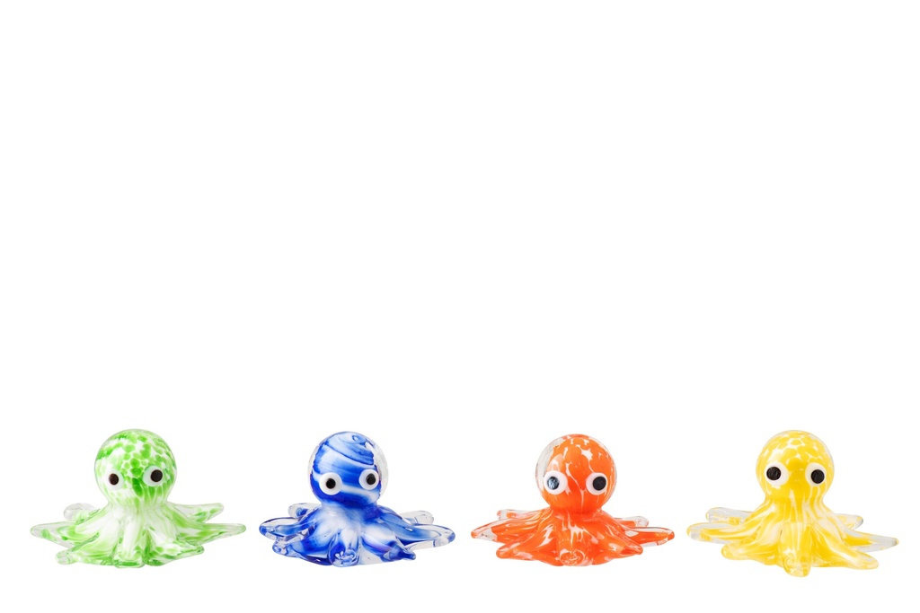 Paperweight Octopus Glass Multicolored Assortment