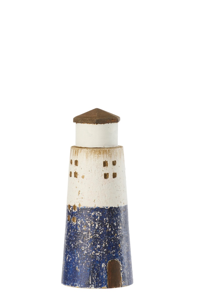 Lighthouse Paulownia Wood Blue/White Small