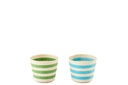 Flowerpot Striped Paper Azure Blue/Green