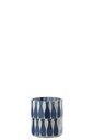 Candle Holder Glass Blue/White Small