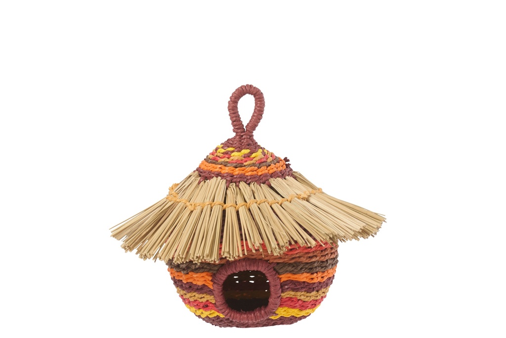 Birdhouse Striped Paper Terracotta/Orange Small