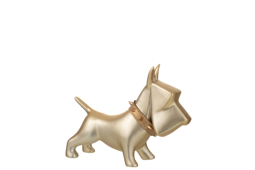 [27017] Chien Céramique Or Moyen